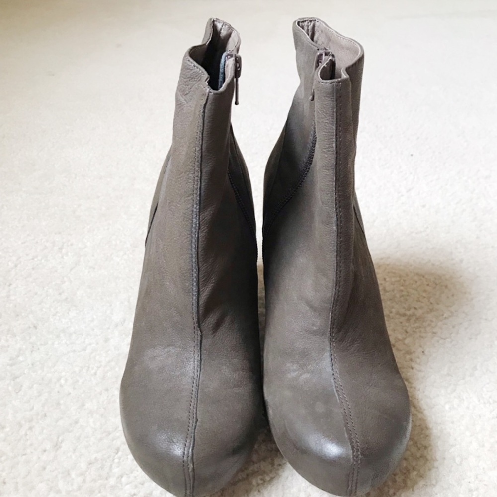 NICOLE Brown Leather Platform Ankle Boots